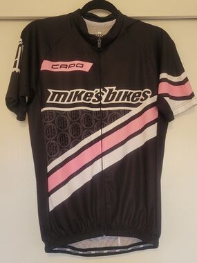 Capo Cycling Jersey Large Made in Italy Mike’s Bikes Pink Black Full Zip